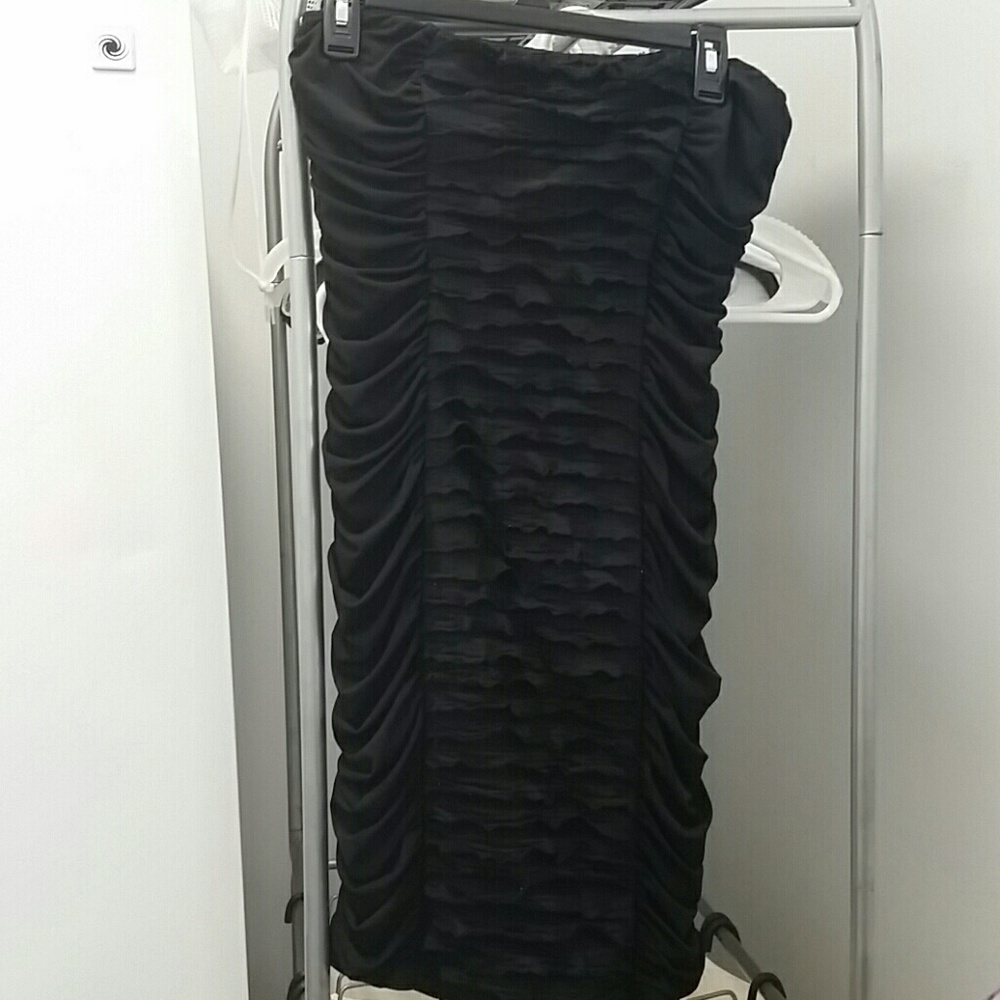 Black dress with gathers